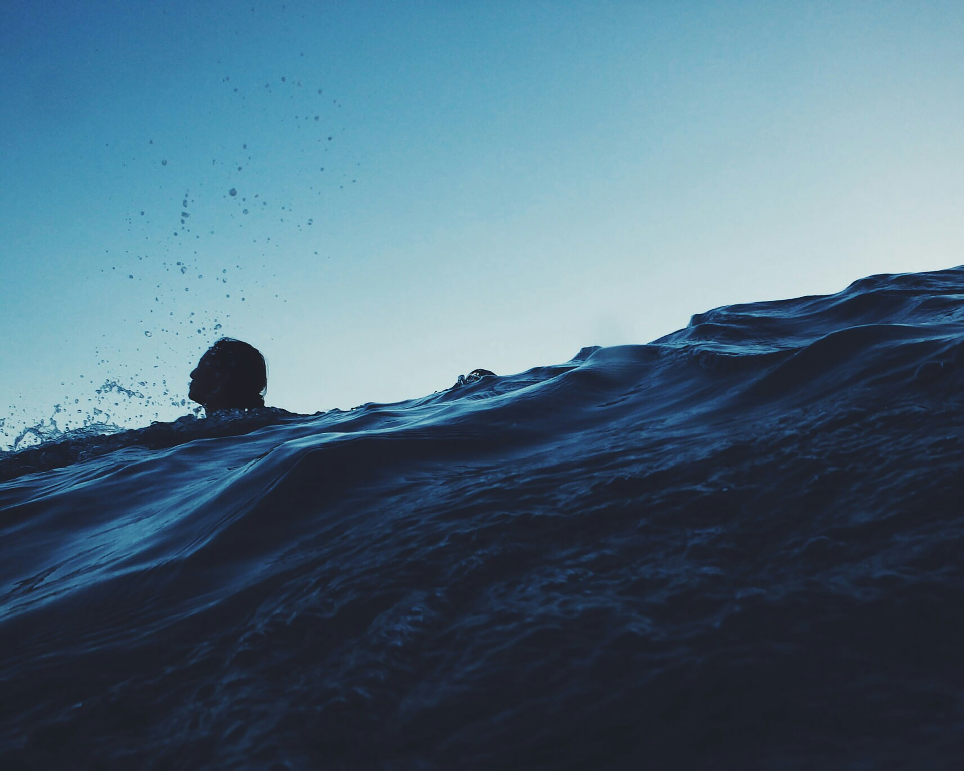 A swimmer moving through open water